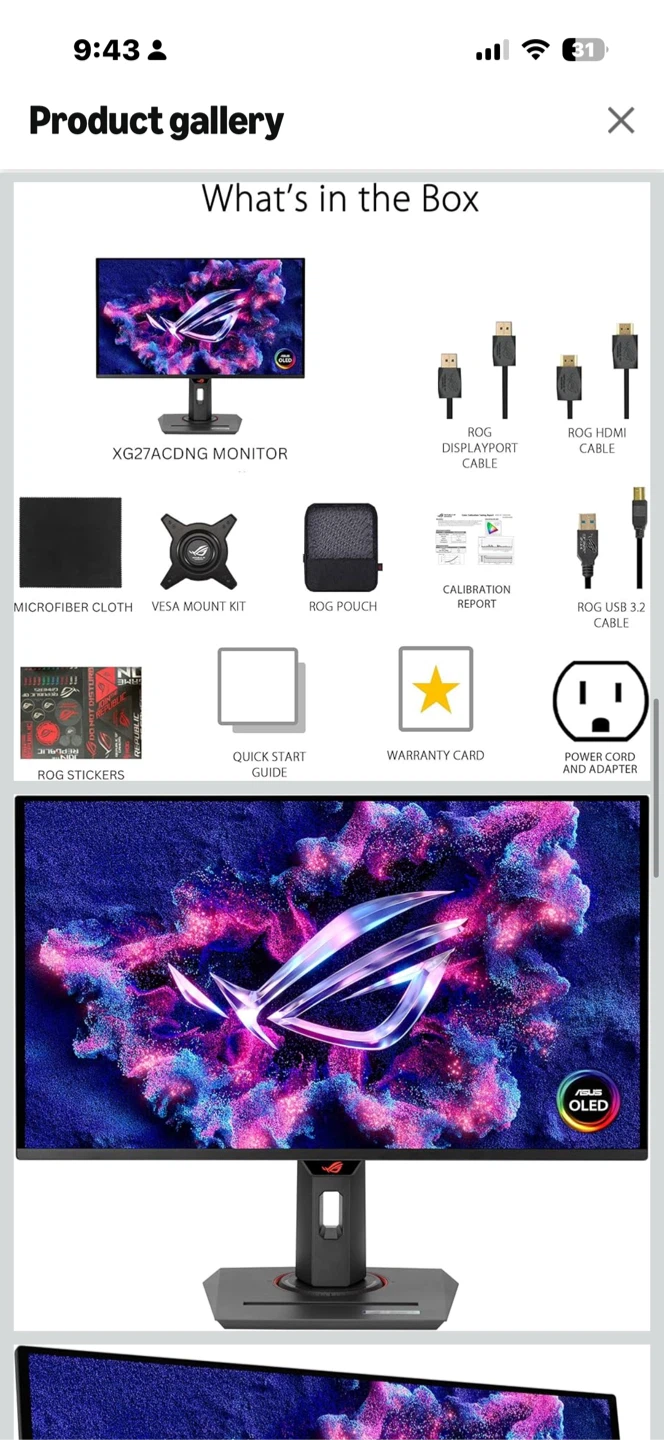 ASUS ROG Strix XG27ACDNG 27" OLED Gaming Monitor - photo 3