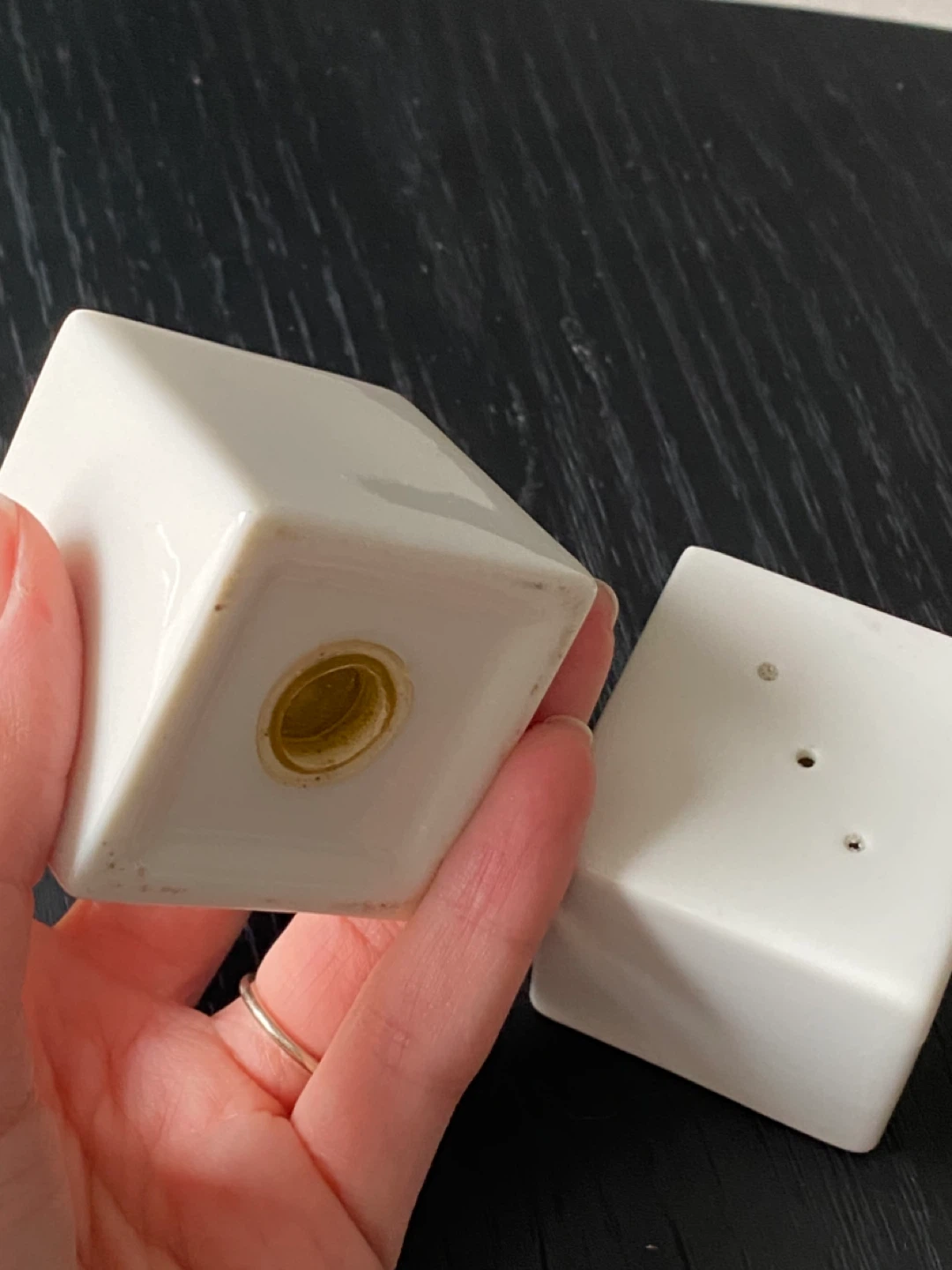 Minimalist Ceramic Cube Salt and Pepper Shakers - photo 3
