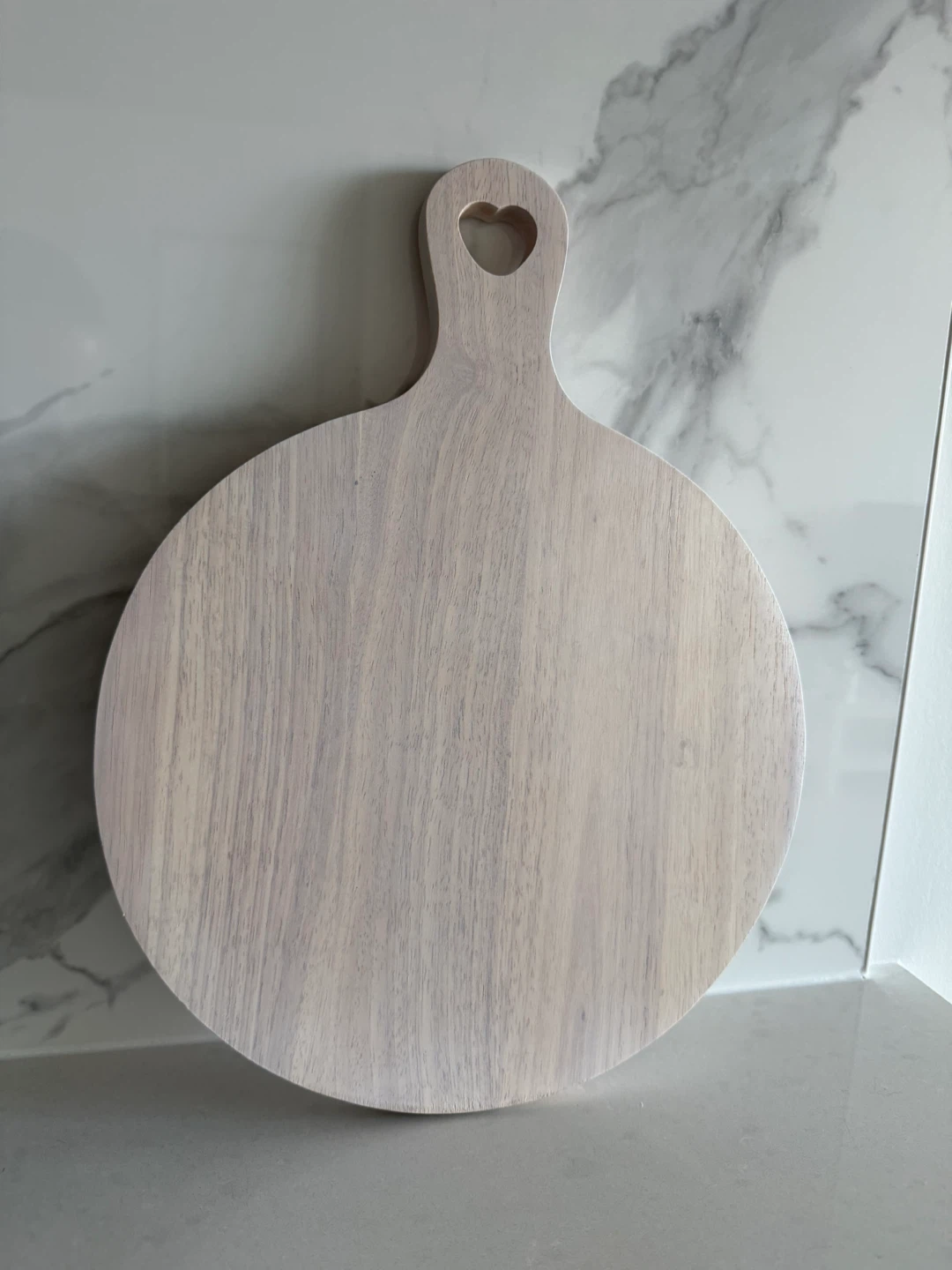 Round Wooden Serving Board with Heart Detail