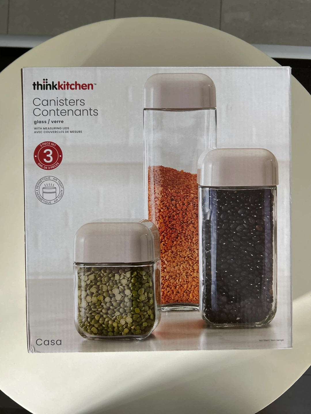 Think Kitchen Glass Canisters Set with Measuring Lids
