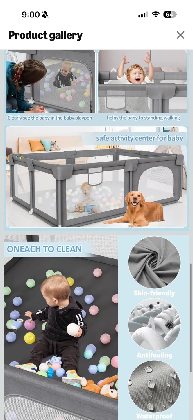 Baby Playpen with Play Mat and Ball Pit - photo 3