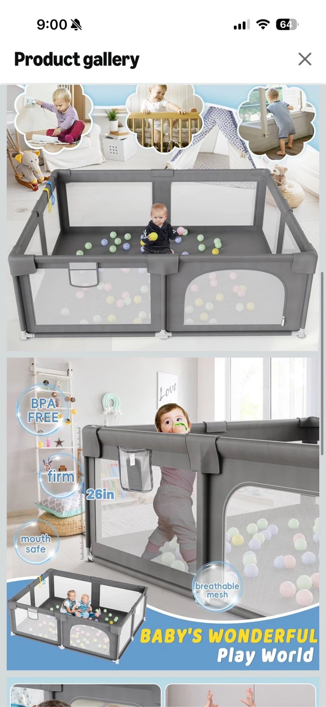 Baby Playpen with Play Mat and Ball Pit - photo 2