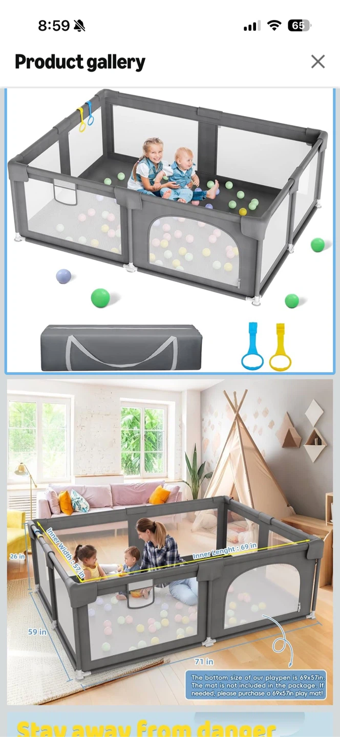 Baby Playpen with Play Mat and Ball Pit