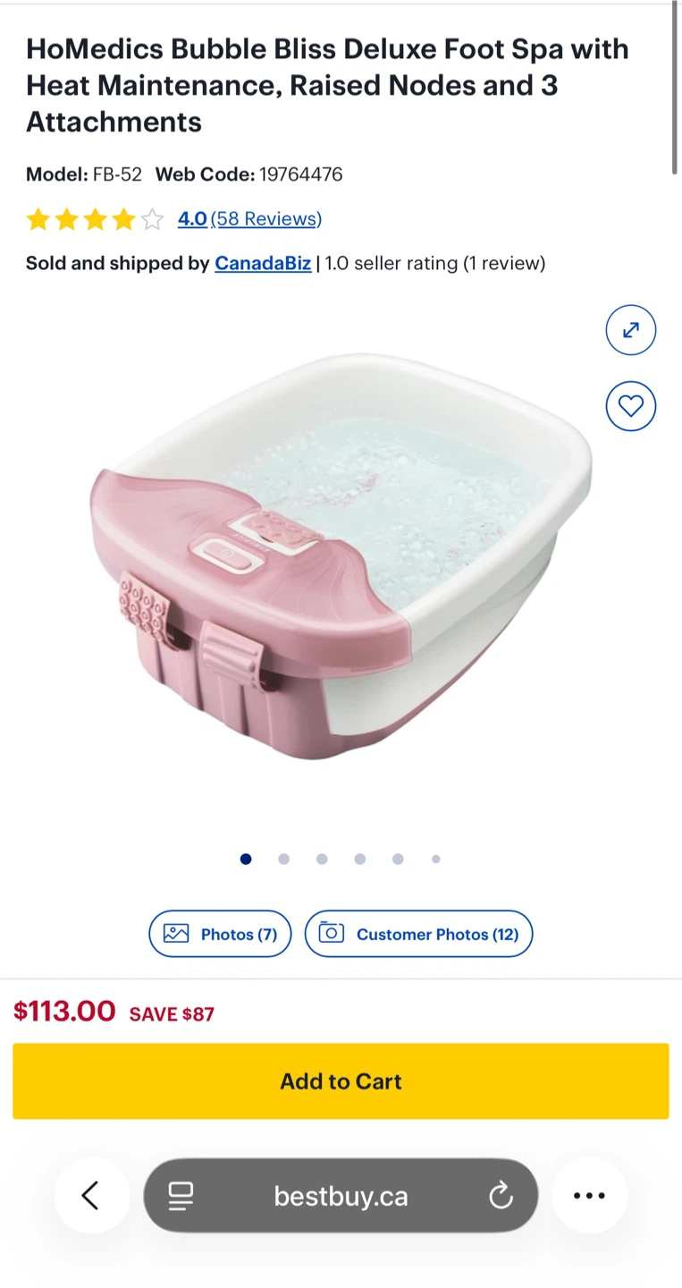 HoMedics Bubble Bliss Deluxe Foot Spa with Heat Maintenance