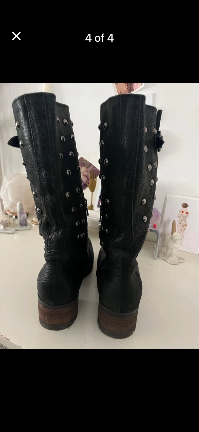 Town Shoes Black Studded Leather Boots - photo 4