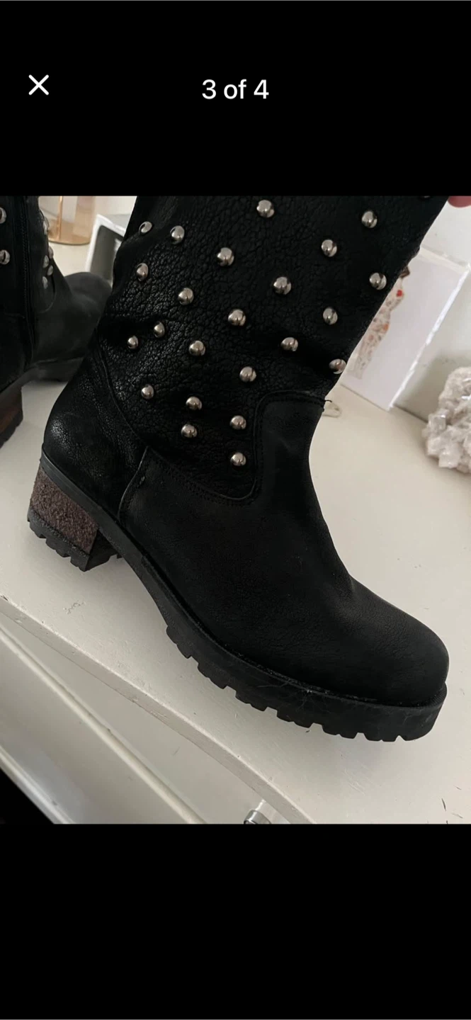 Town Shoes Black Studded Leather Boots - photo 3