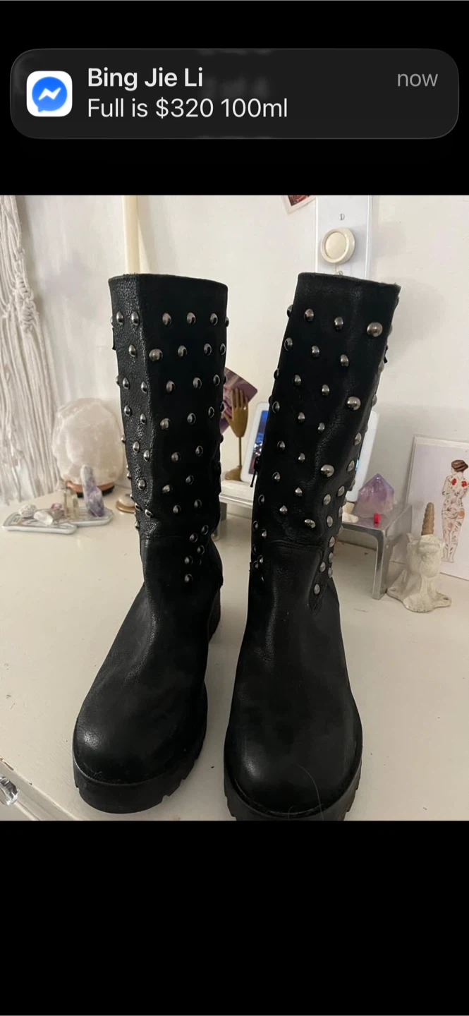 Town Shoes Black Studded Leather Boots - photo 2