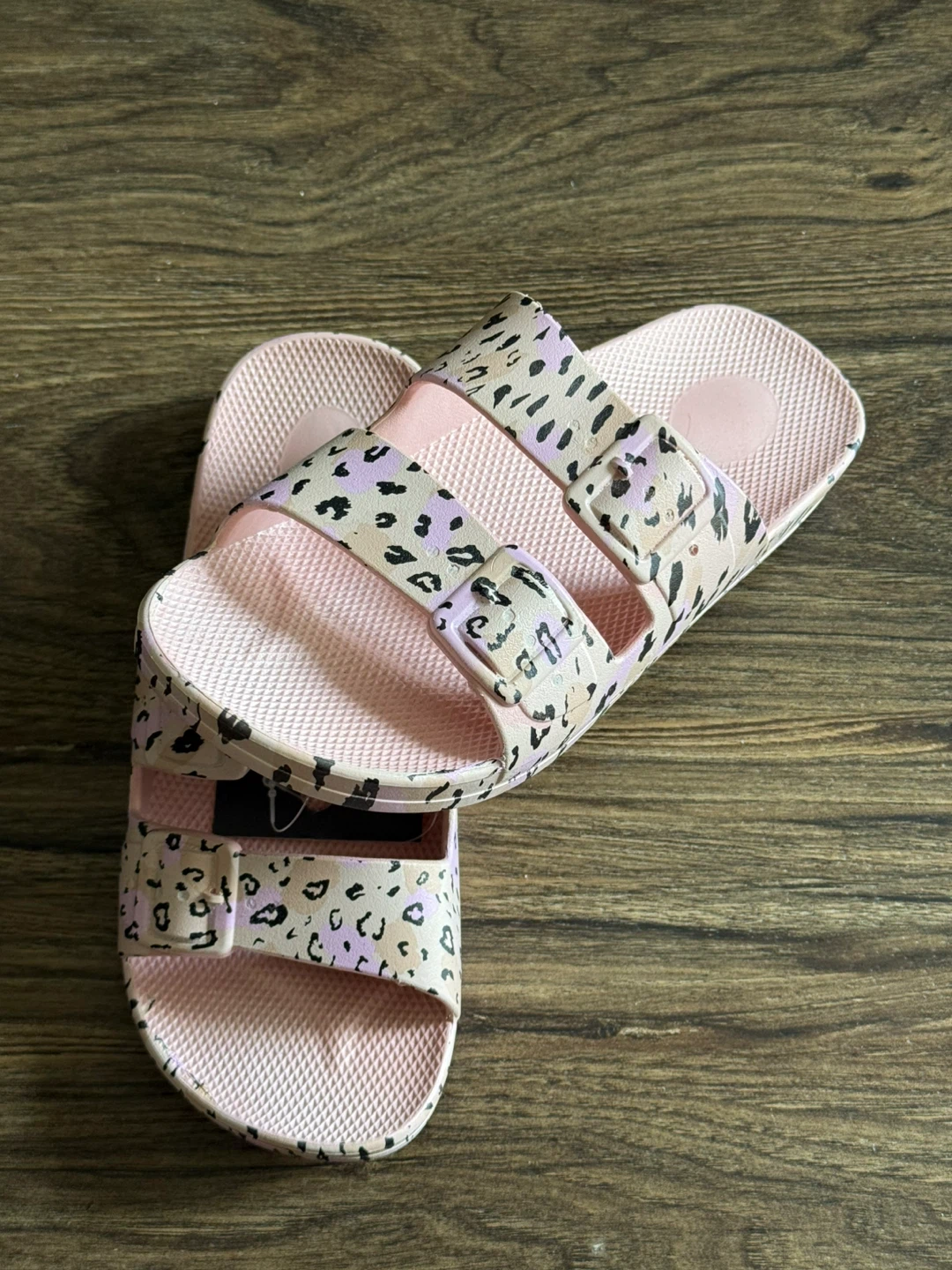 Pink Leopard Print Slides - Size 5-6