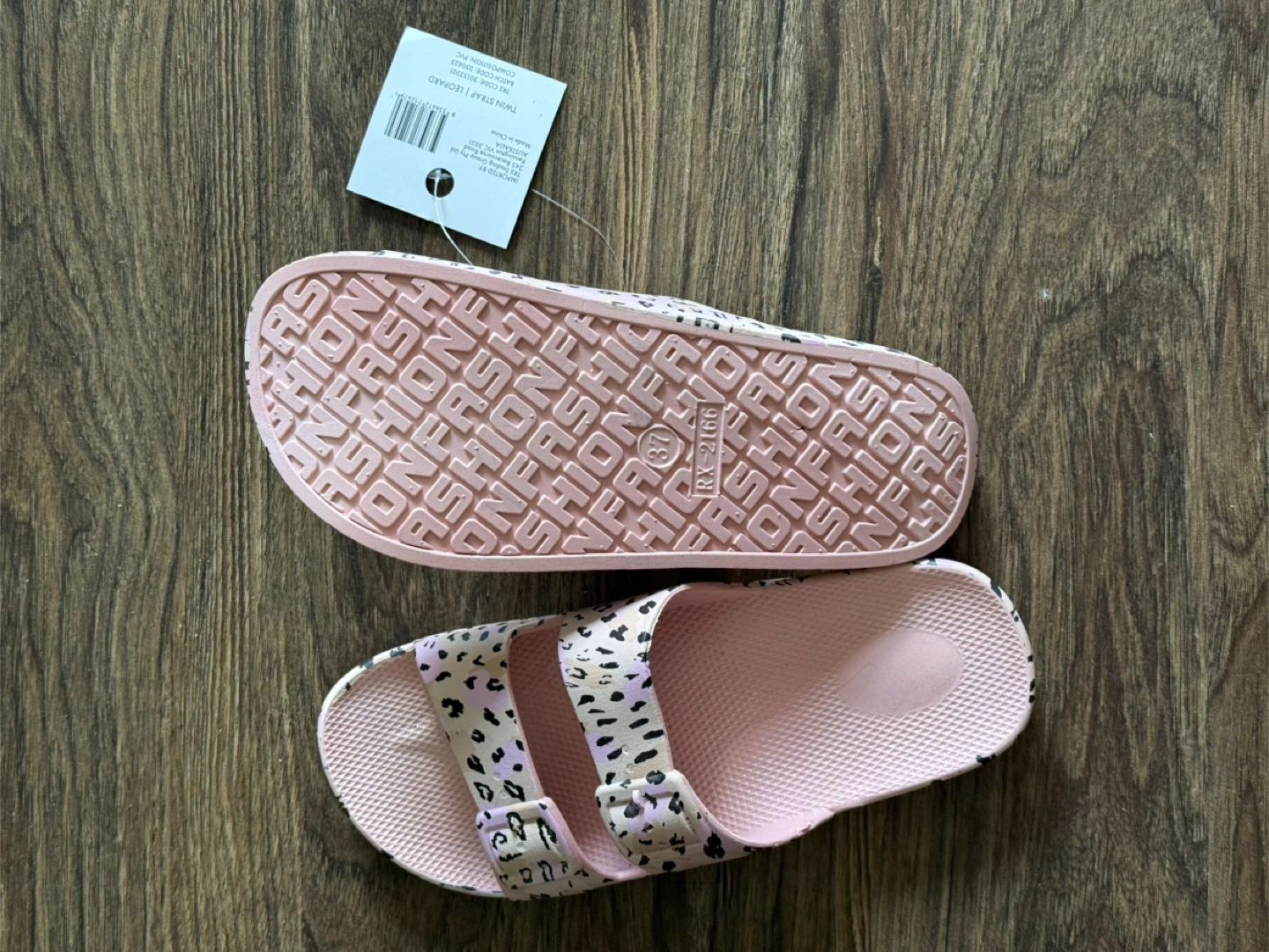 Pink Leopard Print Slides - Size 5-6 - photo 2