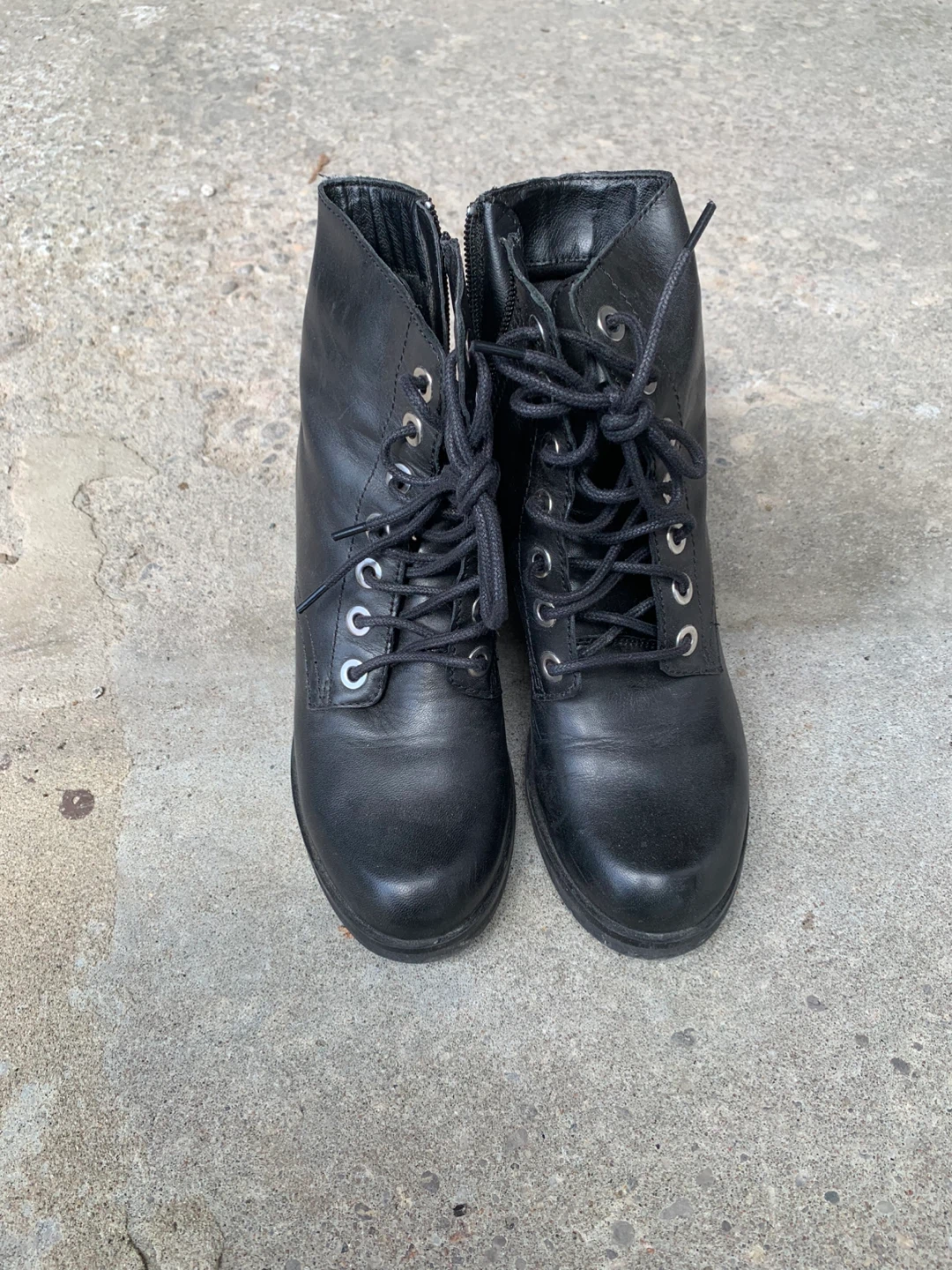 Black Lace-Up Ankle Boots