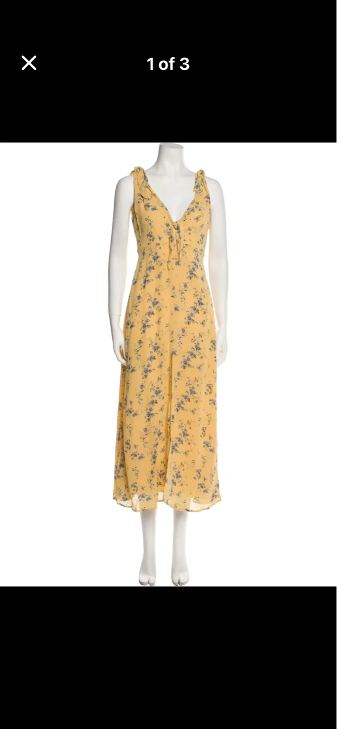 New Reformation Yellow Floral Maxi Dress Size Medium