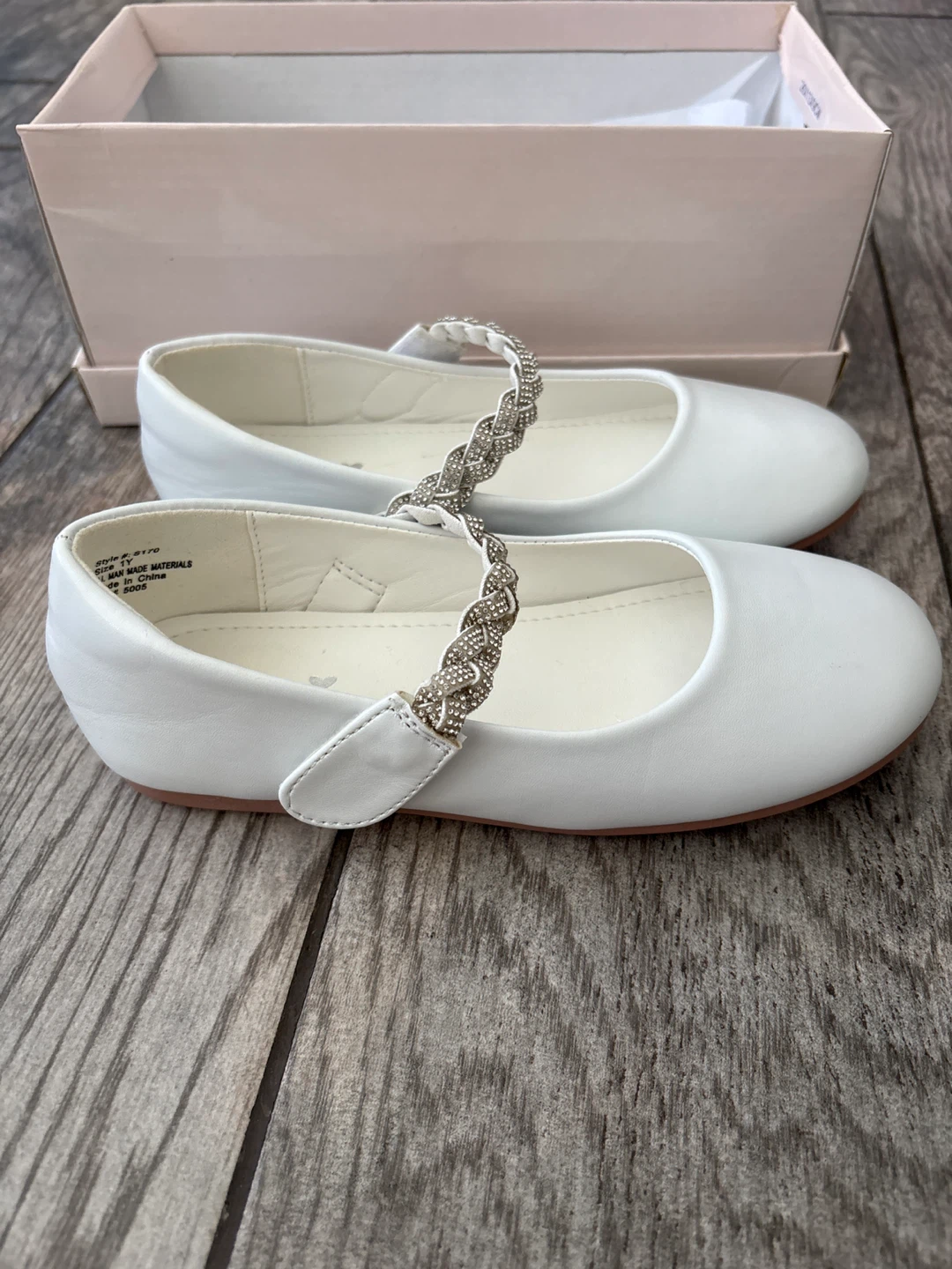 TIP TOP Kids White Embellished Strap Ballet Flats - Size 1 - photo 2