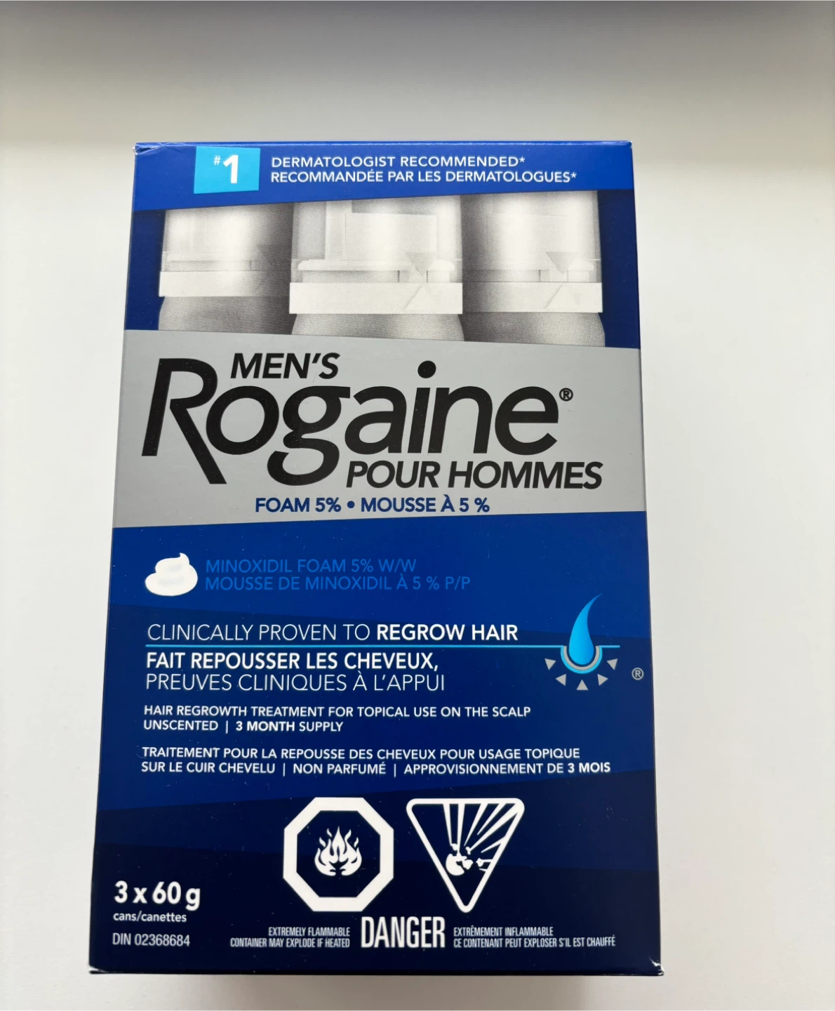 Men's Rogaine Foam 5% Hair Regrowth Treatment (3 x 60g cans)