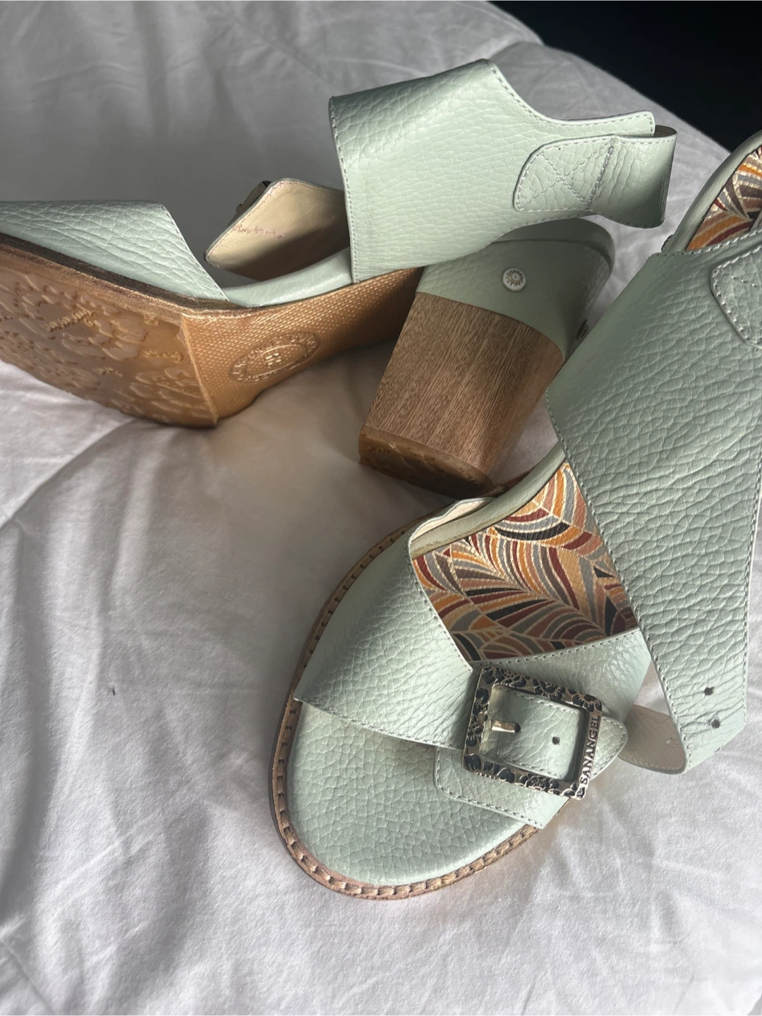 SAVAGE X FENTY Light Green Leather Heeled Sandals Size 8 - photo 2