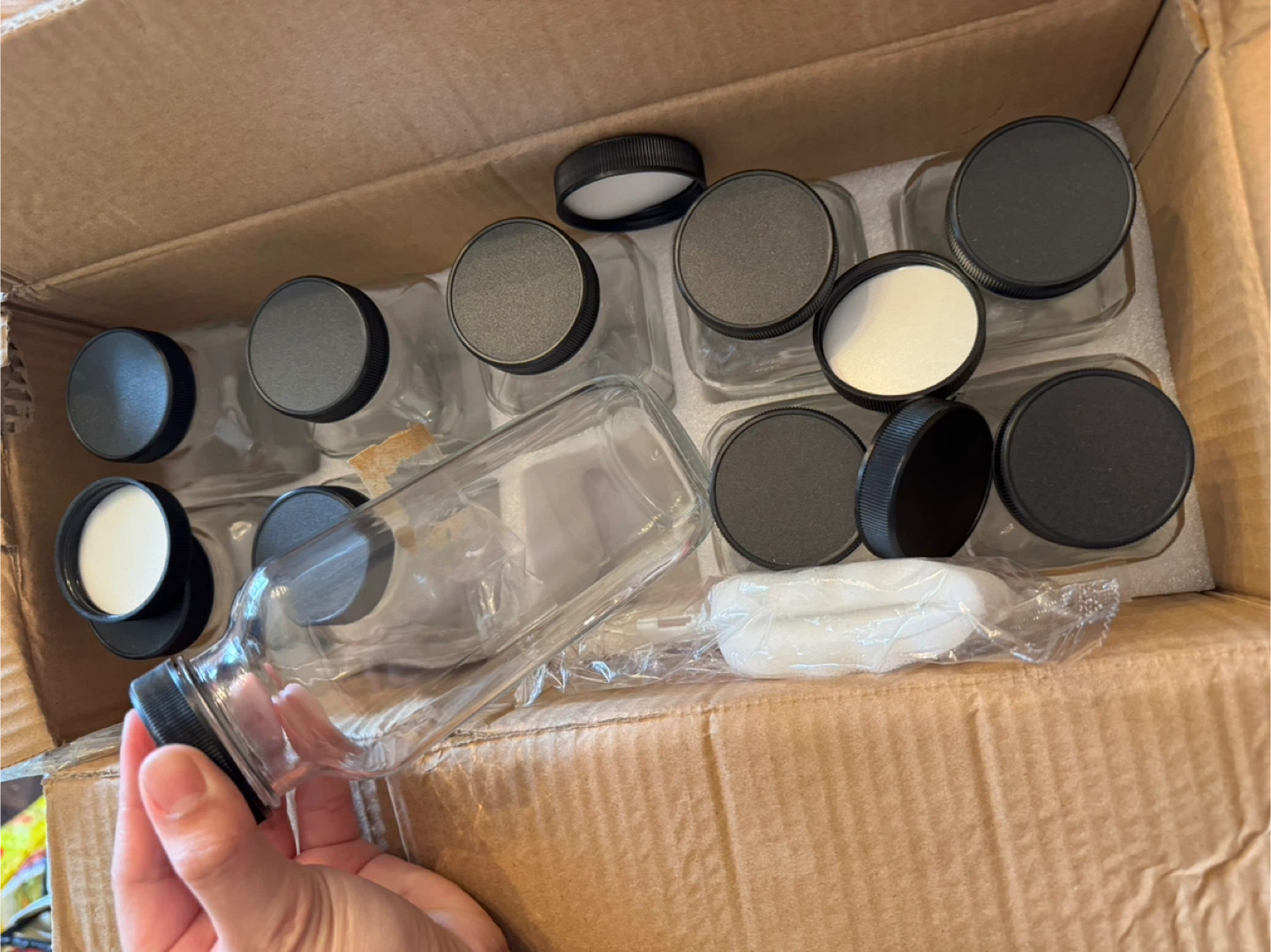 Set of 10 Square  Juice Glass Jars with Lids