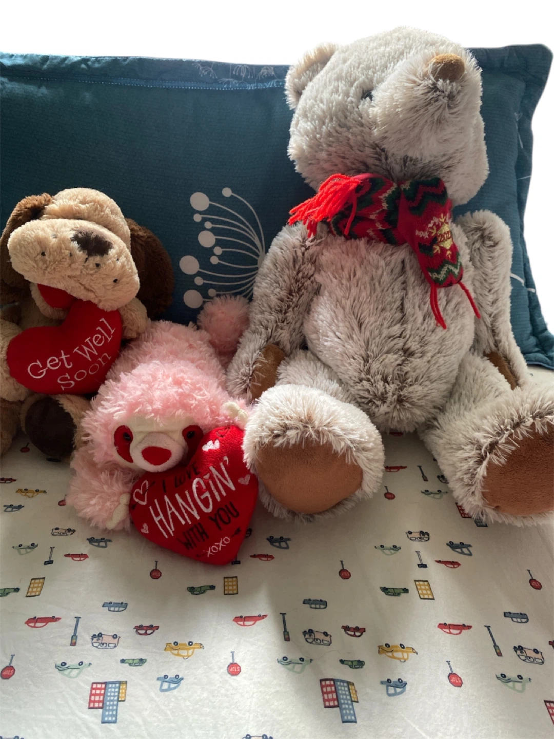 Plush Dog with 'Get Well Soon' Heart