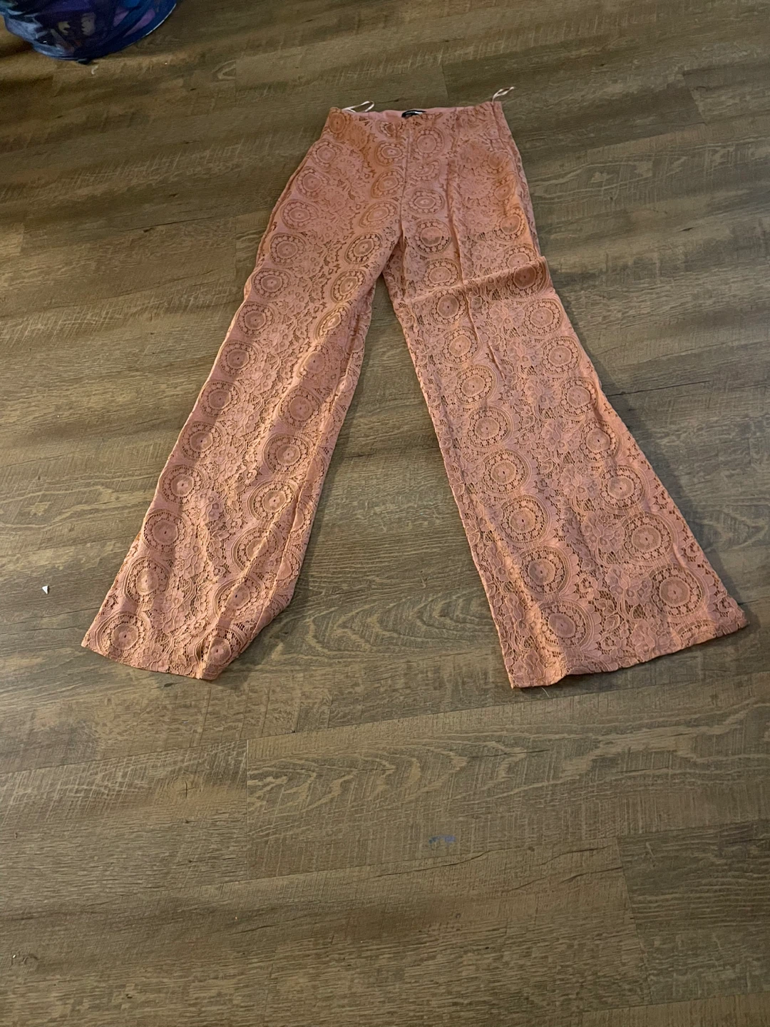 Fashion Nova Pink Lace Wide Leg Pants and Matching Duster Set - photo 3