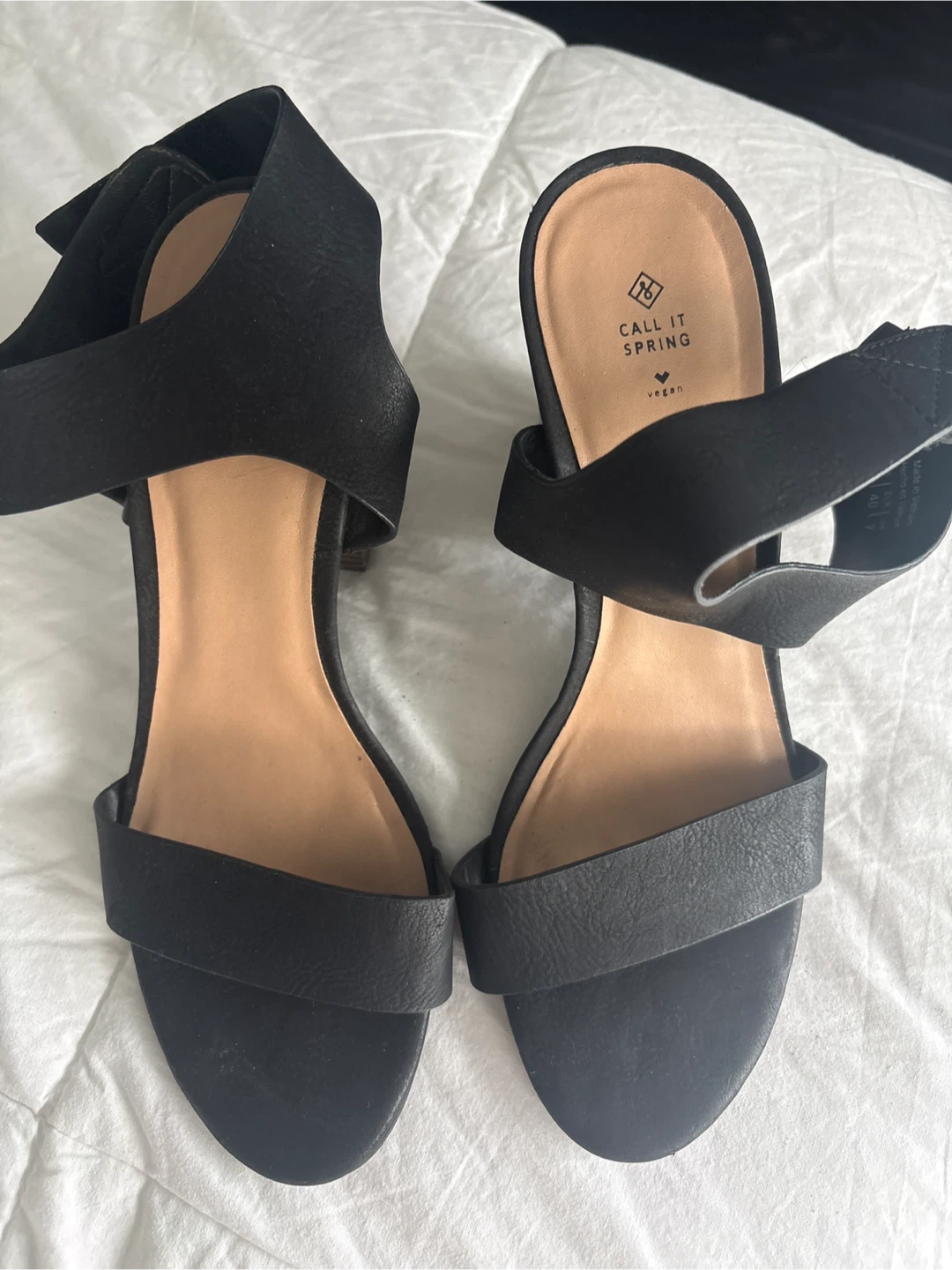 Call It Spring Black Wedge Sandals Size 9