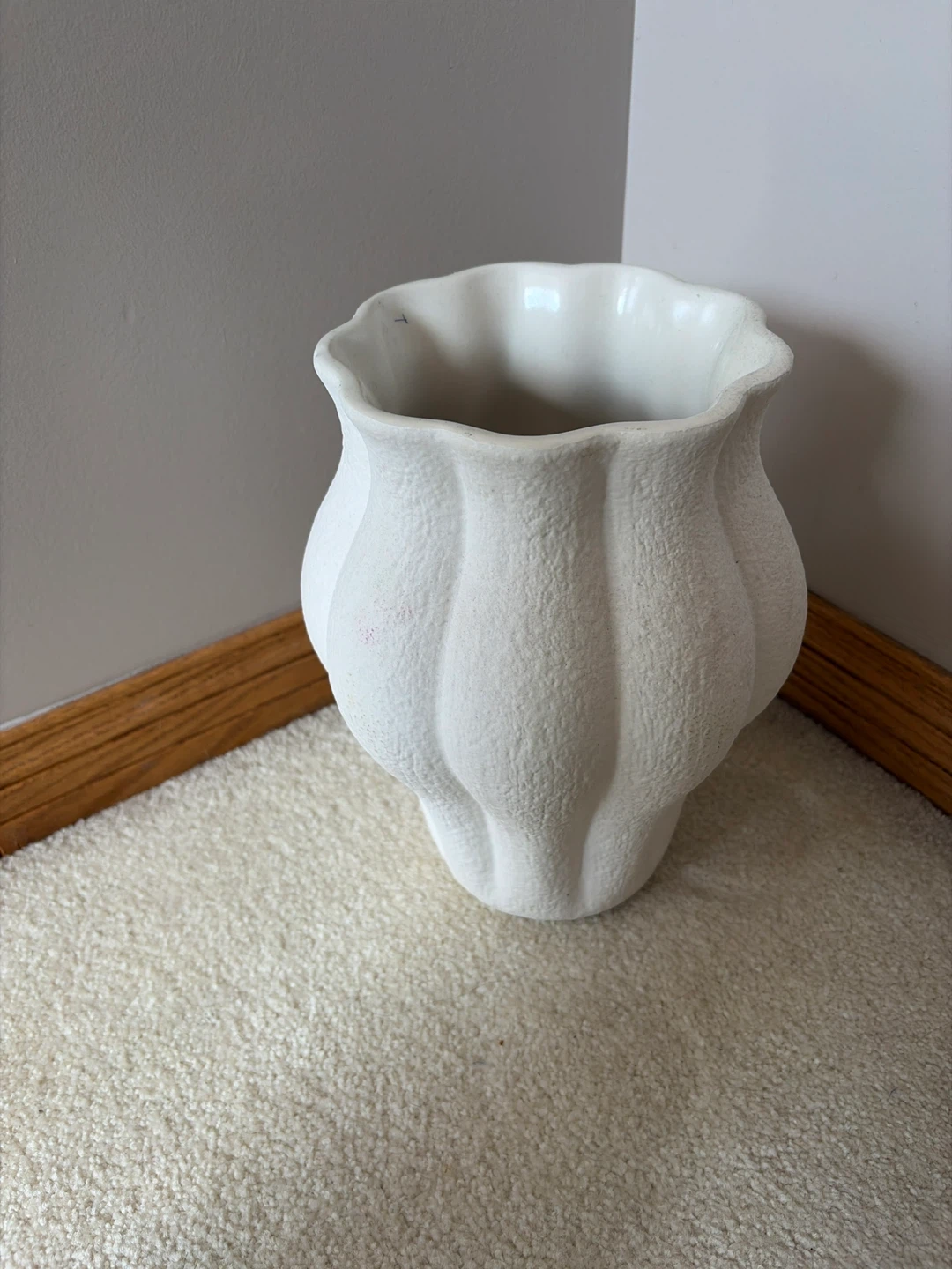 White Textured Indigo Vase