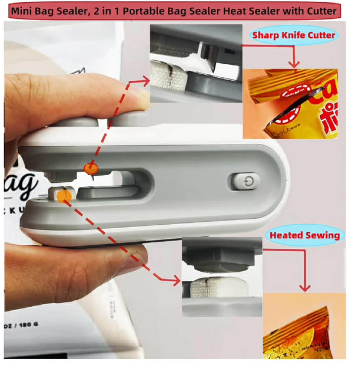 Portable Mini Bag Sealer with Cutter - photo 2