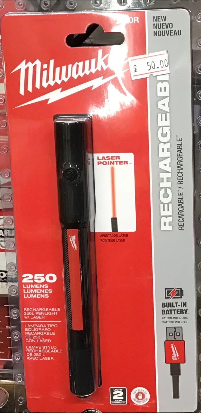 Milwaukee Rechargeable 250L Penlight with Laser