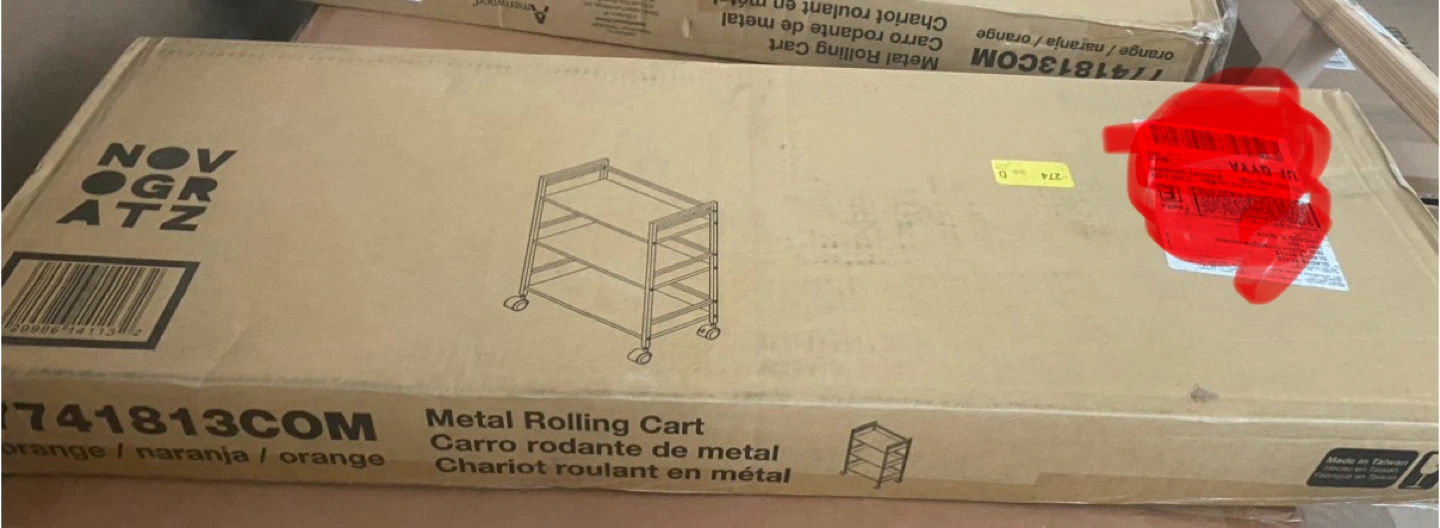 Novogratz 3-Tier Metal Rolling Utility Cart - Orange - photo 2