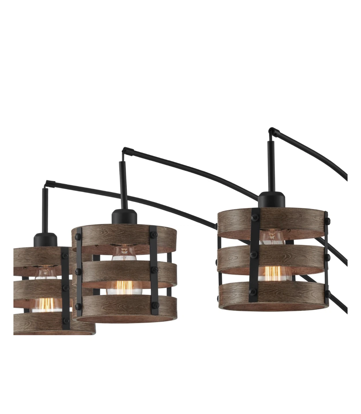 3-Light Arc Floor Lamp with Wood-Tone Accents - photo 2