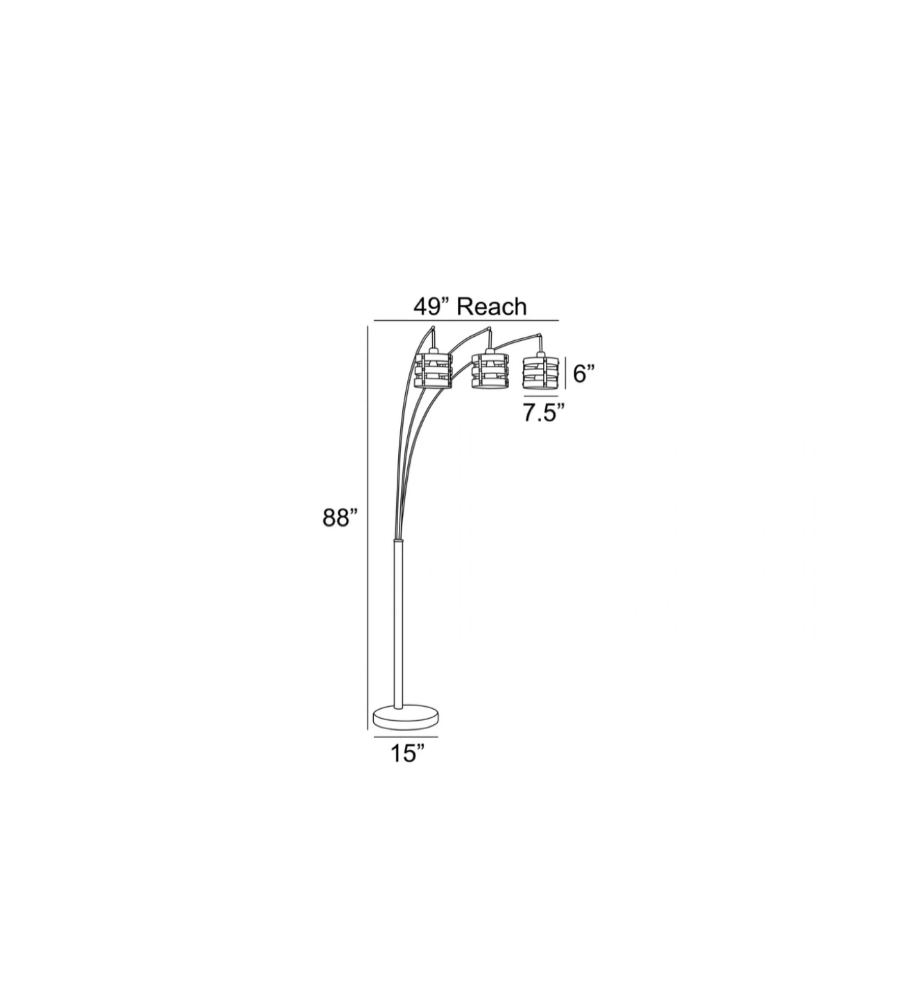 3-Light Arc Floor Lamp with Wood-Tone Accents - photo 3