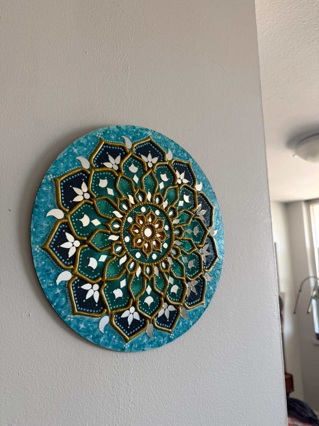 Handmade Mandala Wall Art with Mirror Accents