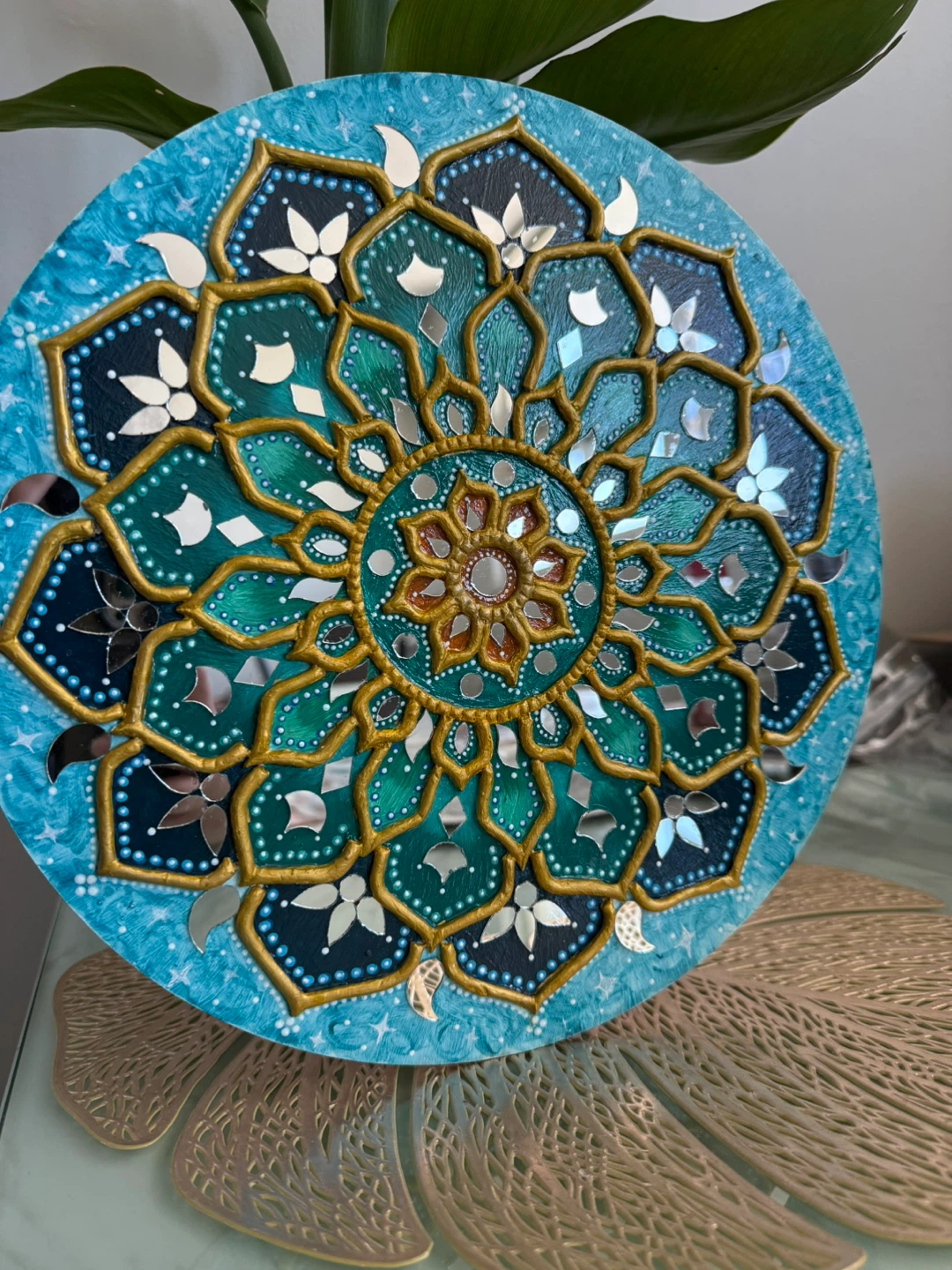 Handmade Mandala Wall Art with Mirror Accents - photo 3