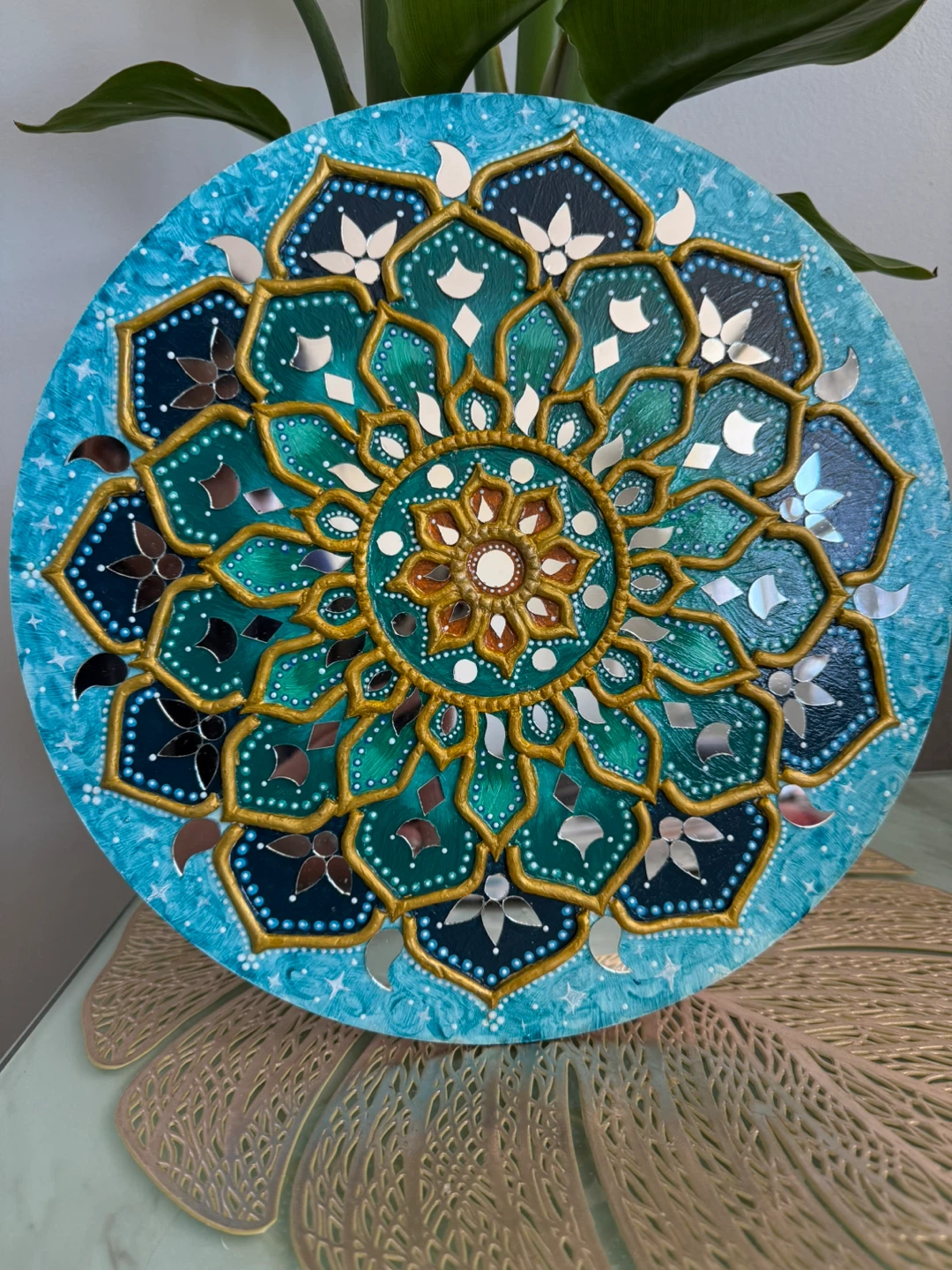 Handmade Mandala Wall Art with Mirror Accents - photo 2