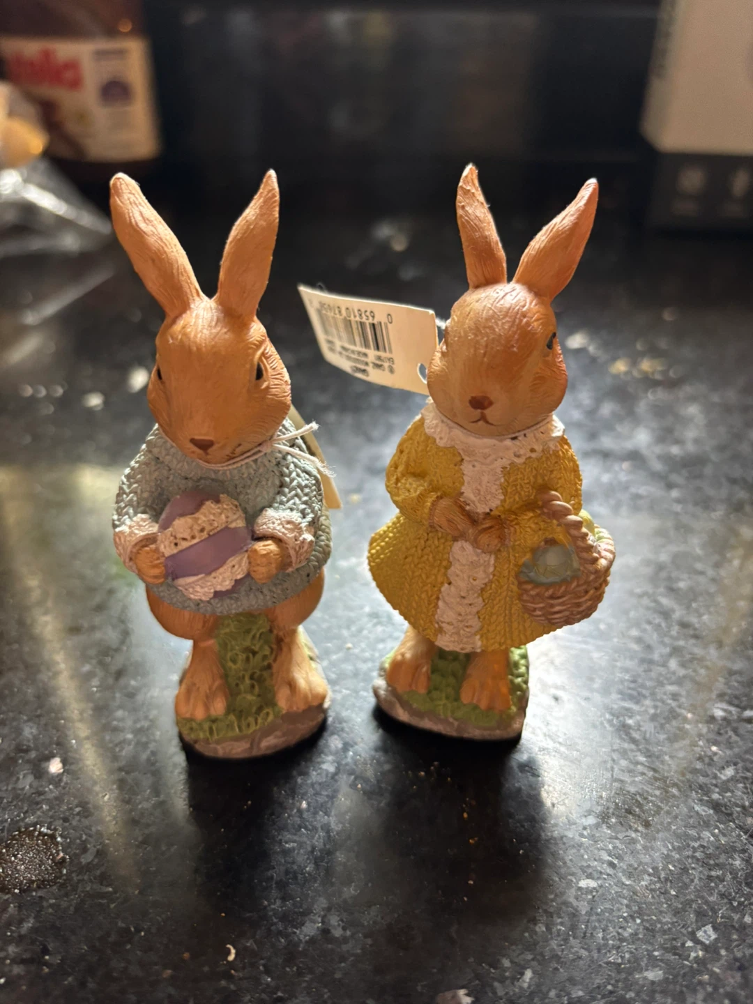 Easter Bunny Figurines with Egg and Basket - photo 3