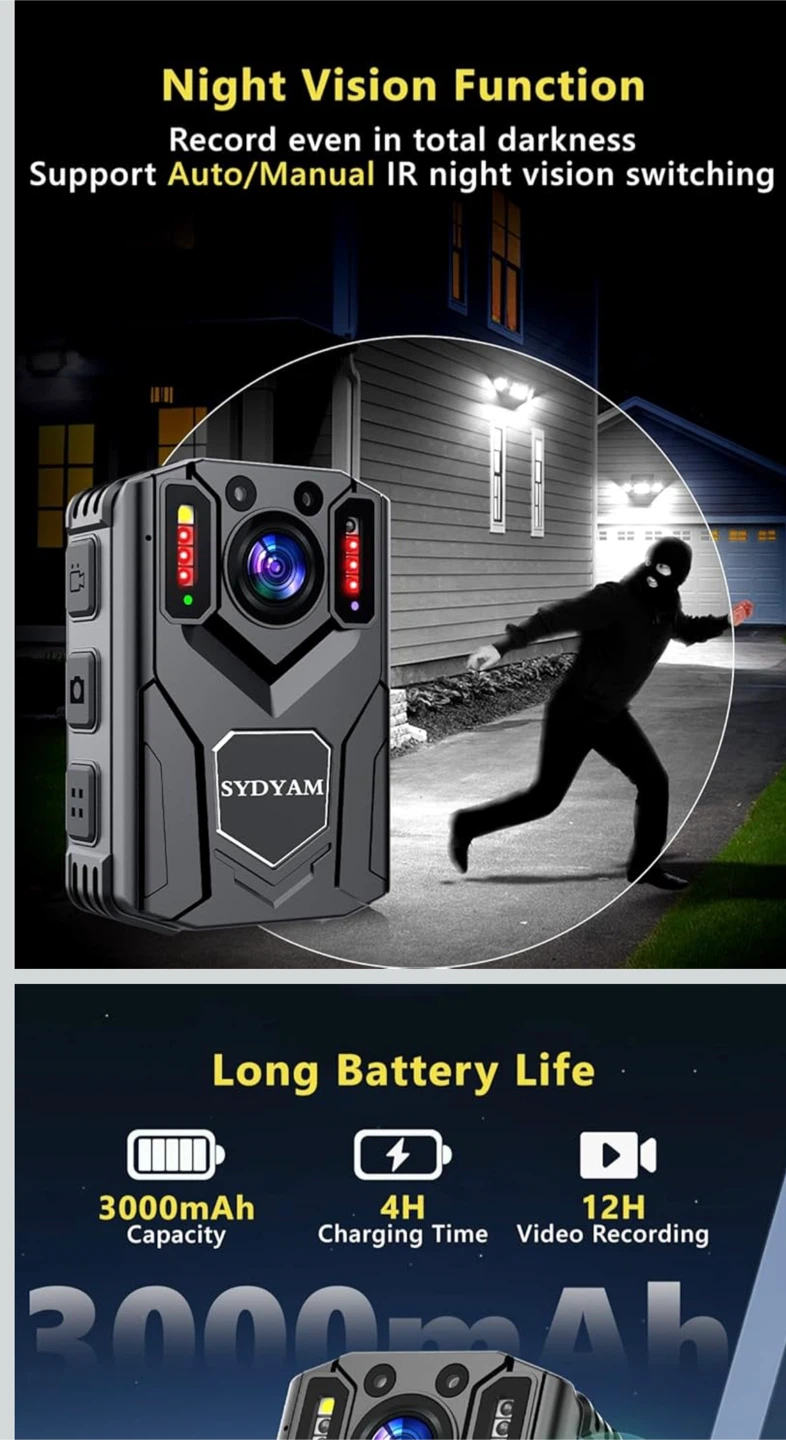 SYDYAM Body Camera with HD Video, Pictures, and Audio - photo 4