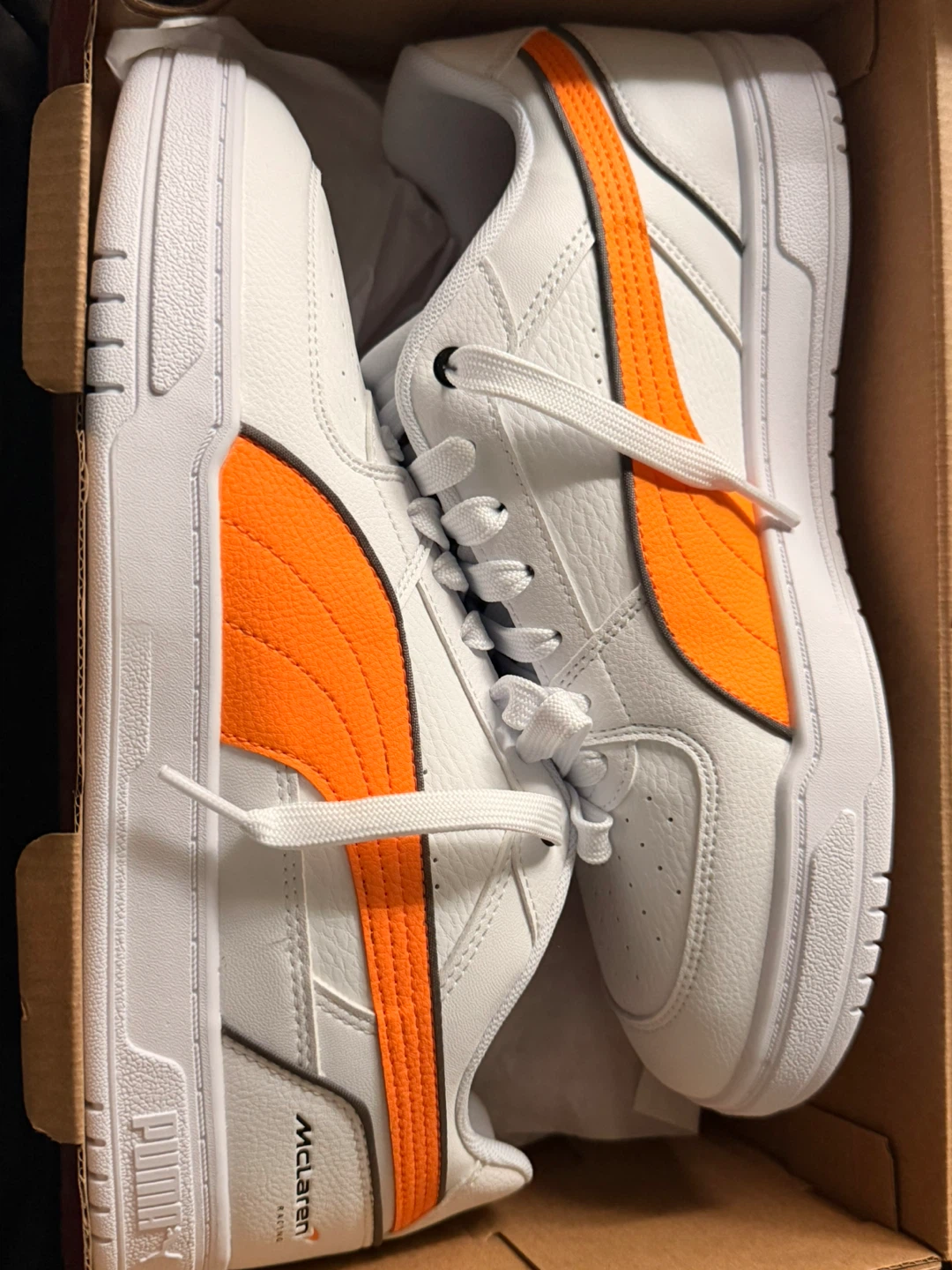Puma McLaren Caven III White Orange Shoes Men's Size 9.5 US
