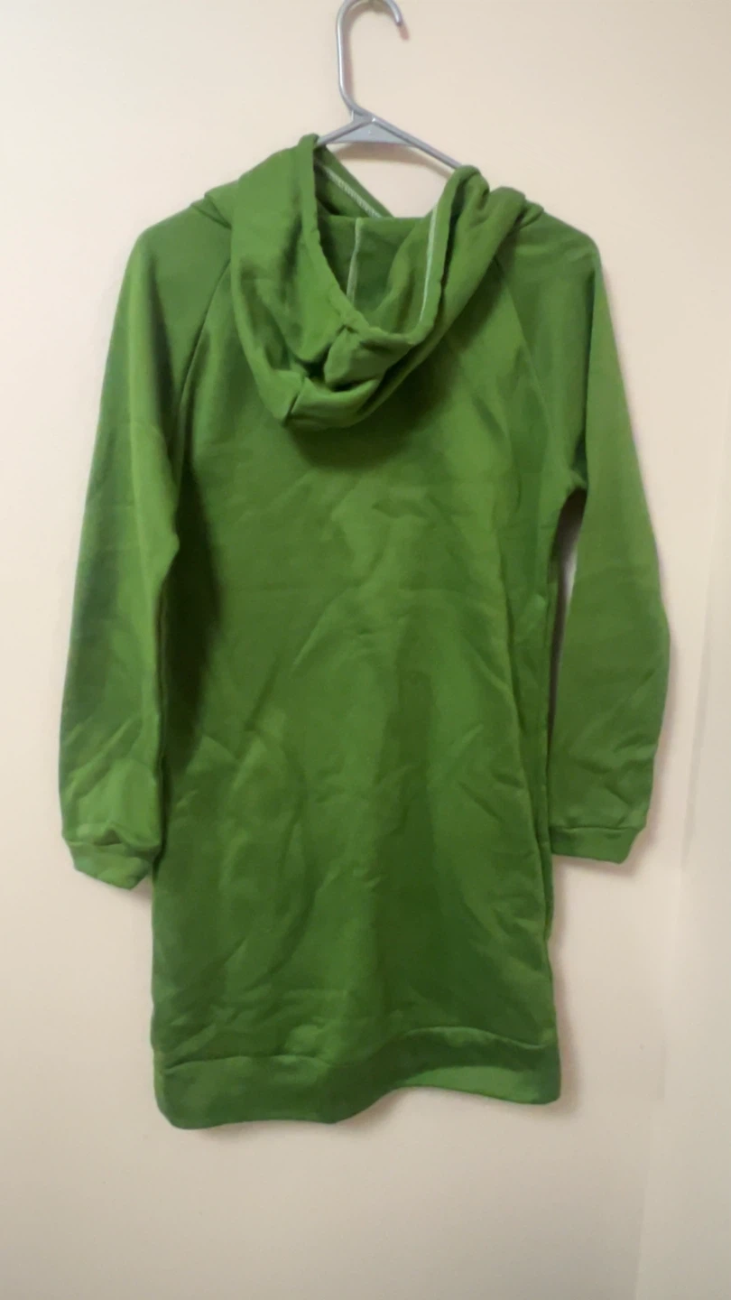 Green Pullover Hoodie Dress with Heartbeat Design - Size XL - photo 3