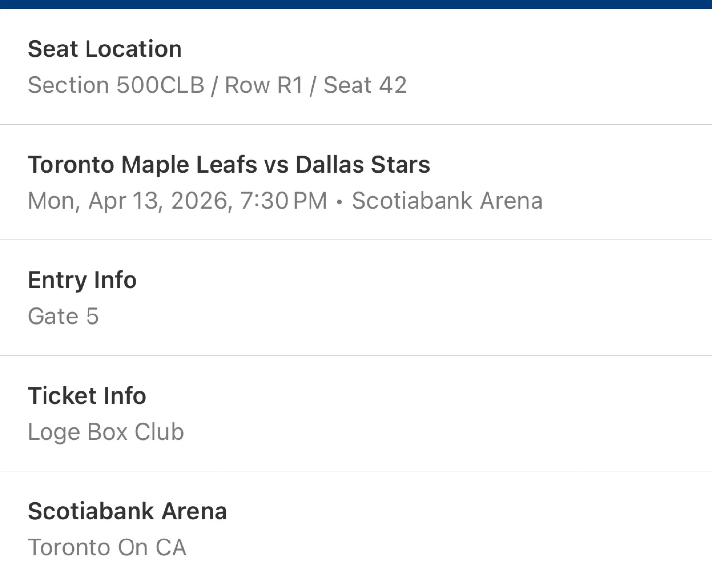 Toronto Maple Leafs vs Dallas Stars Ticket - April 13, 2026