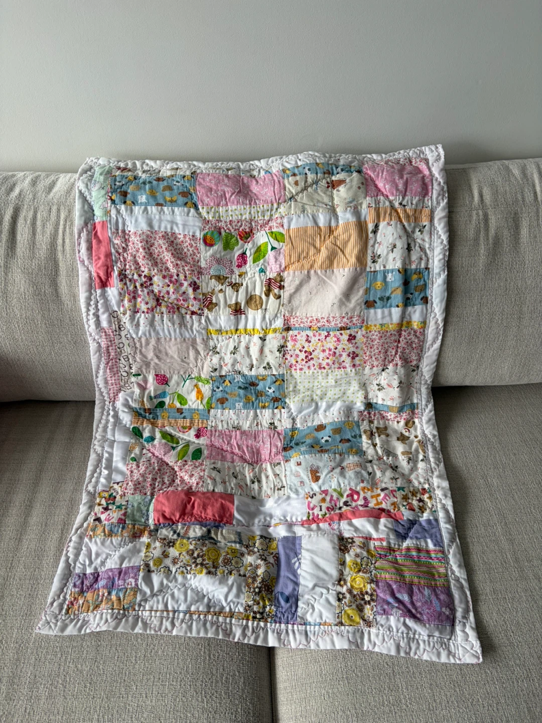 Vintage Handmade Patchwork Baby Quilt