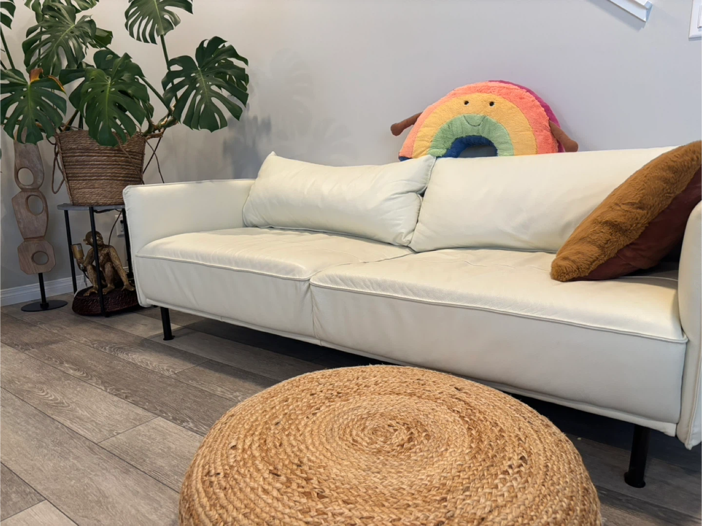 White Leather Couches Set - photo 2