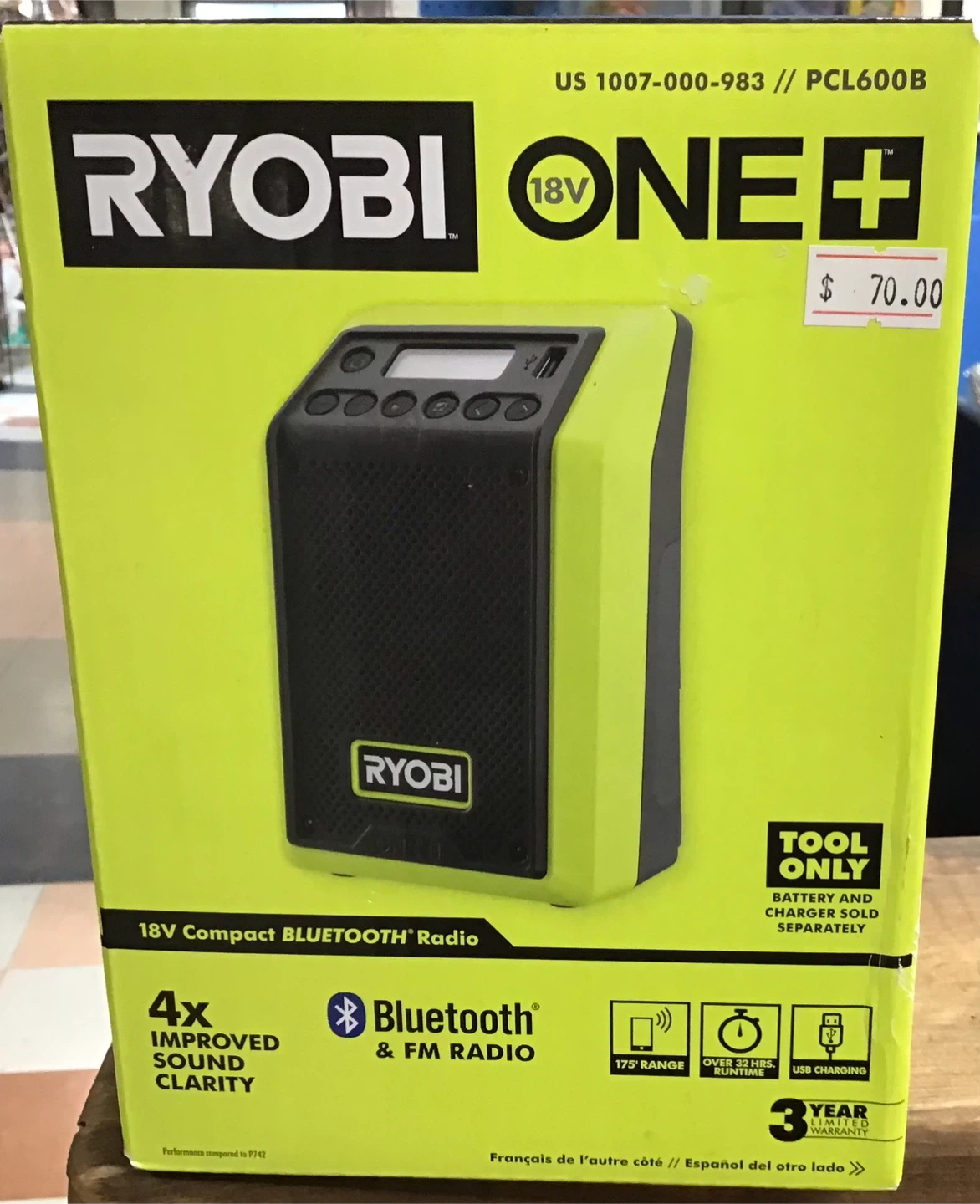 Ryobi 18V Compact Bluetooth Radio PCL600B