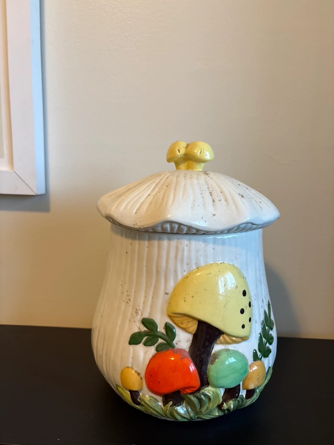 Vintage Mushroom Ceramic Canister