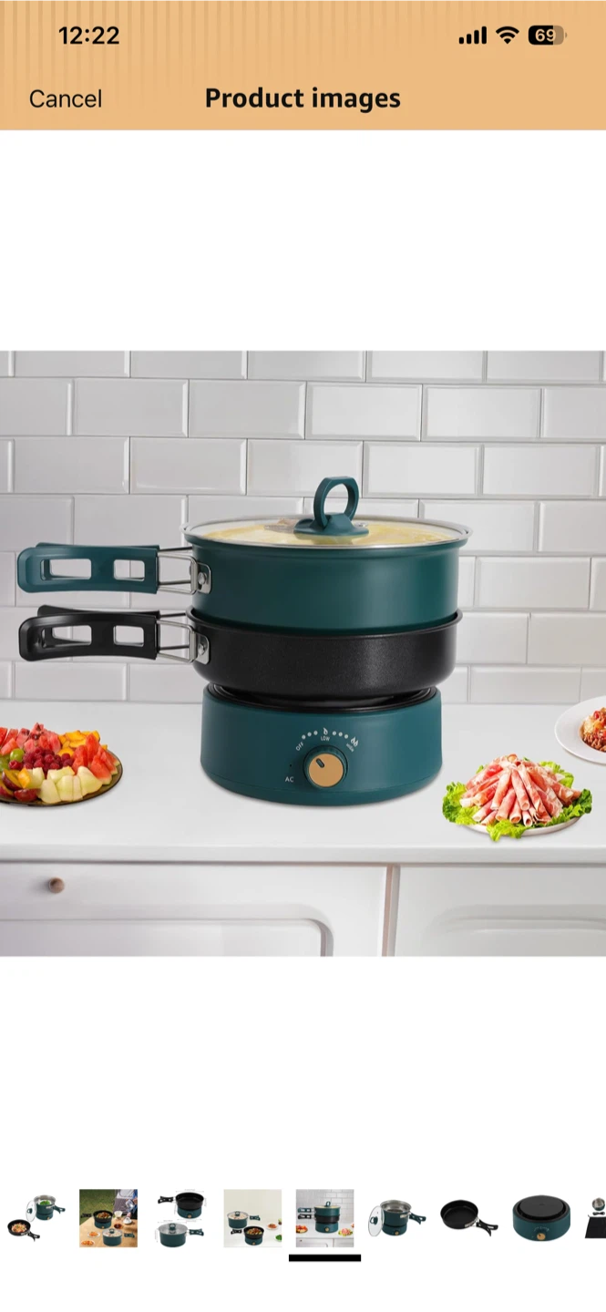 Portable Electric Cooker Set with Pot, Pan, and Steamer