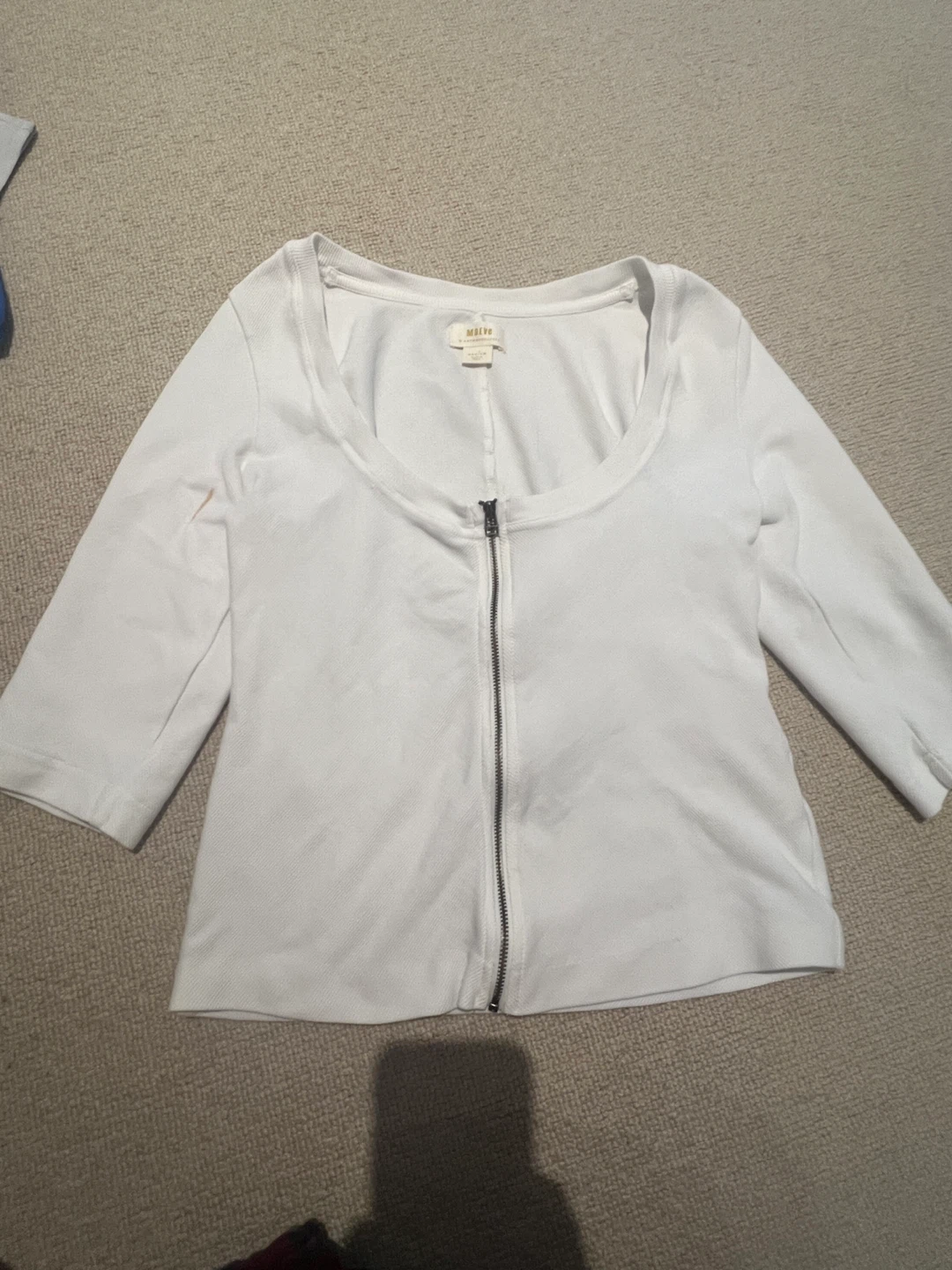 Maeve White Zip-Up Top