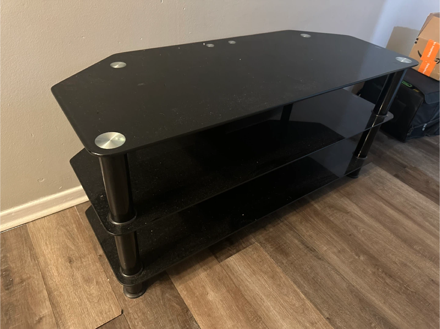 Black Glass 3-Tier TV Stand 🥕