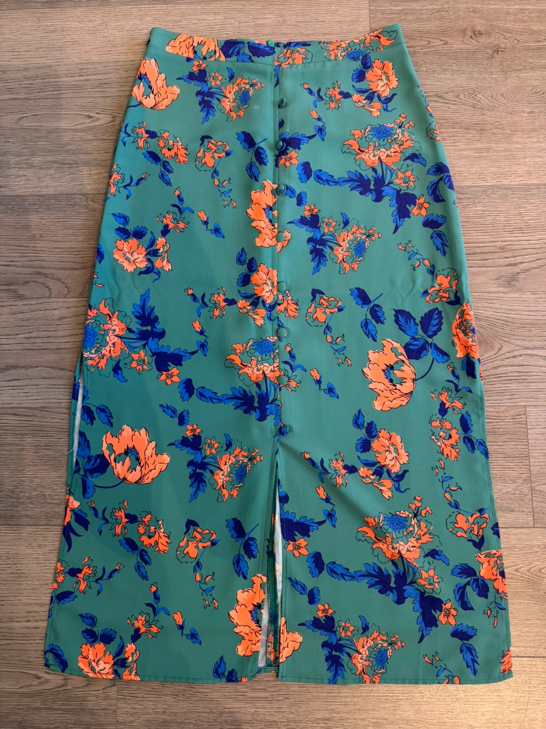 Green Floral Midi Skirt