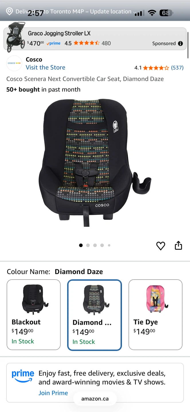 Cosco Scenera Next Convertible Car Seat - Diamond Daze
