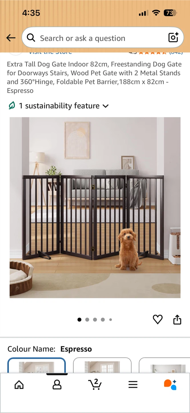 Extra Tall Dog Gate - Espresso - photo 2