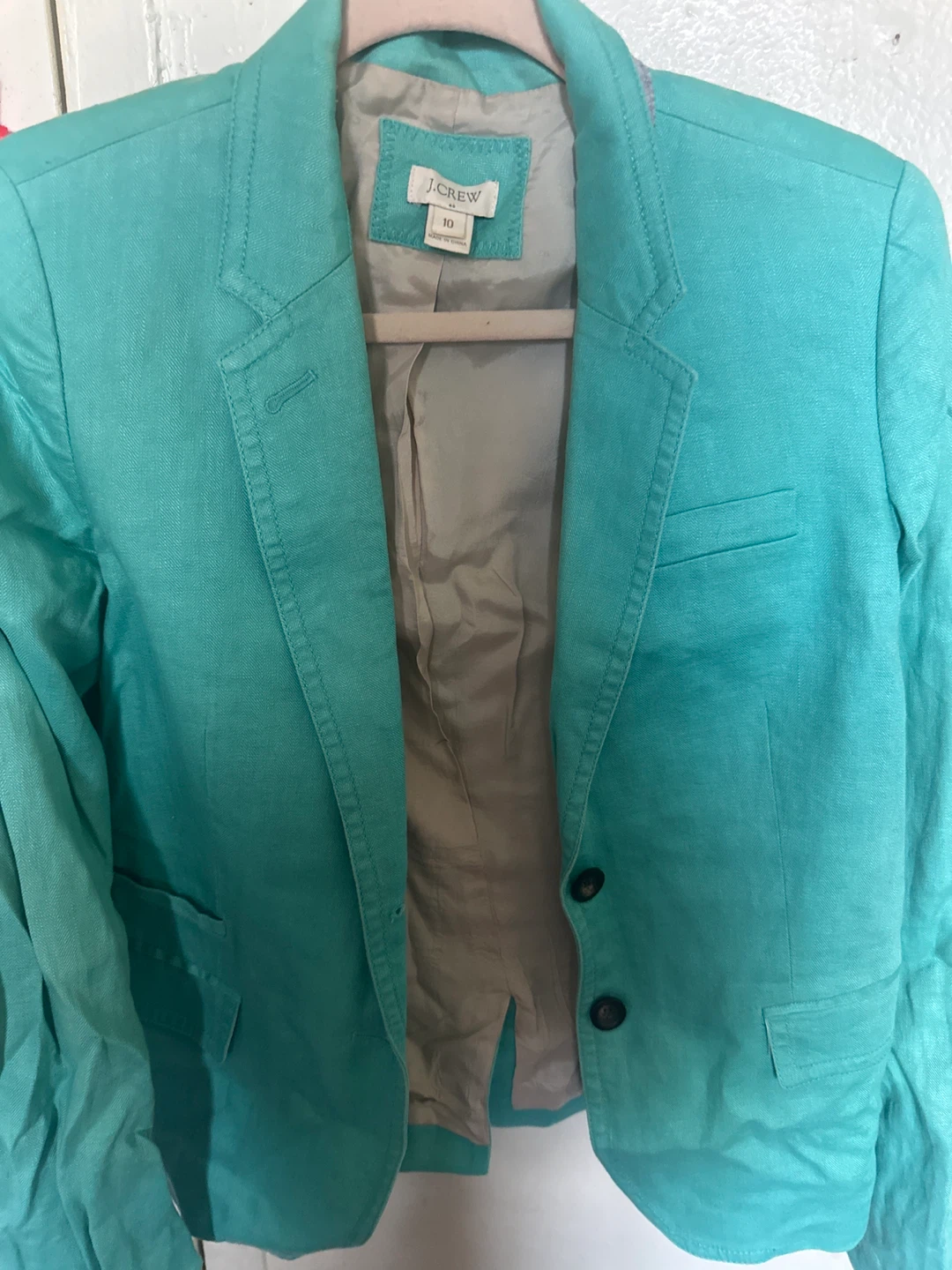 J. Crew Women's Turquoise Linen Blazer Size 10