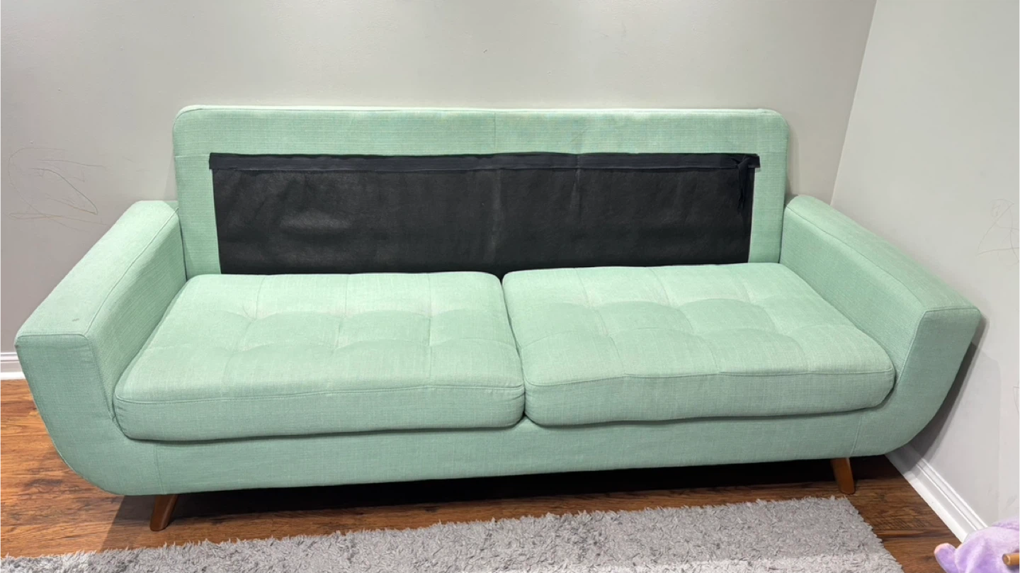 Mint Green Tufted Sofa with Accent Pillows - photo 4