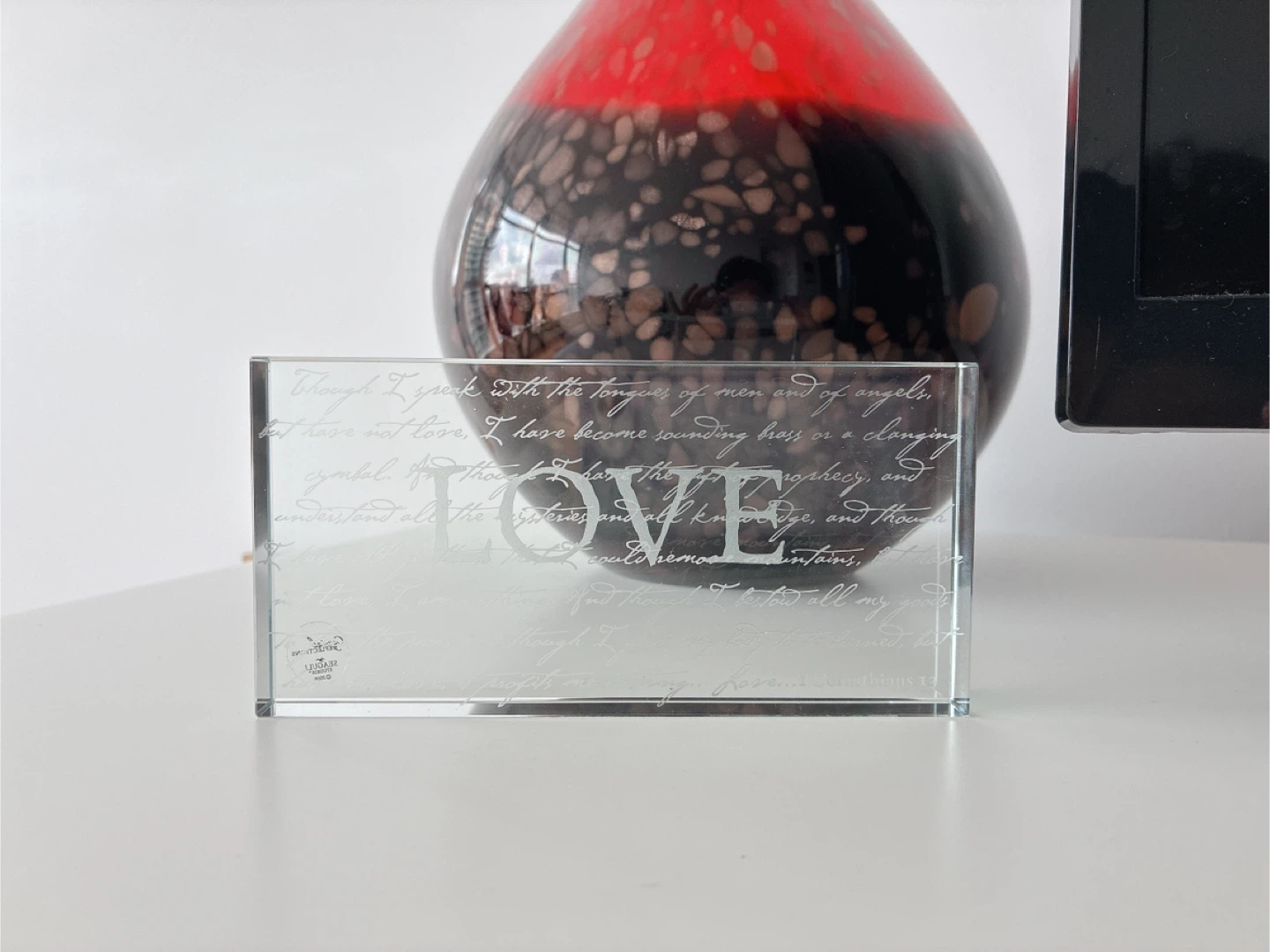 Seagull Studios Crystal Reflections "Love" Glass Block - photo 2