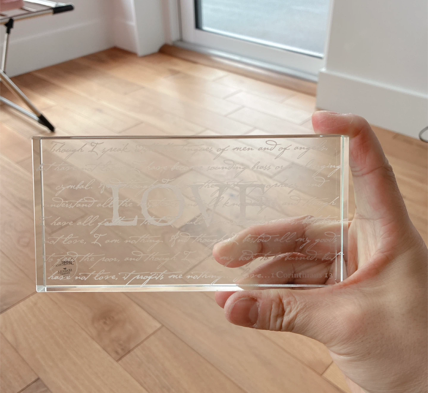 Seagull Studios Crystal Reflections "Love" Glass Block - photo 3